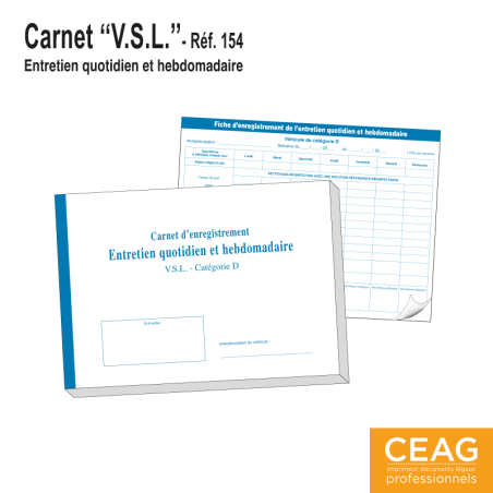 Carnet VSL - Entretien Quotidien et Hebdomadaire